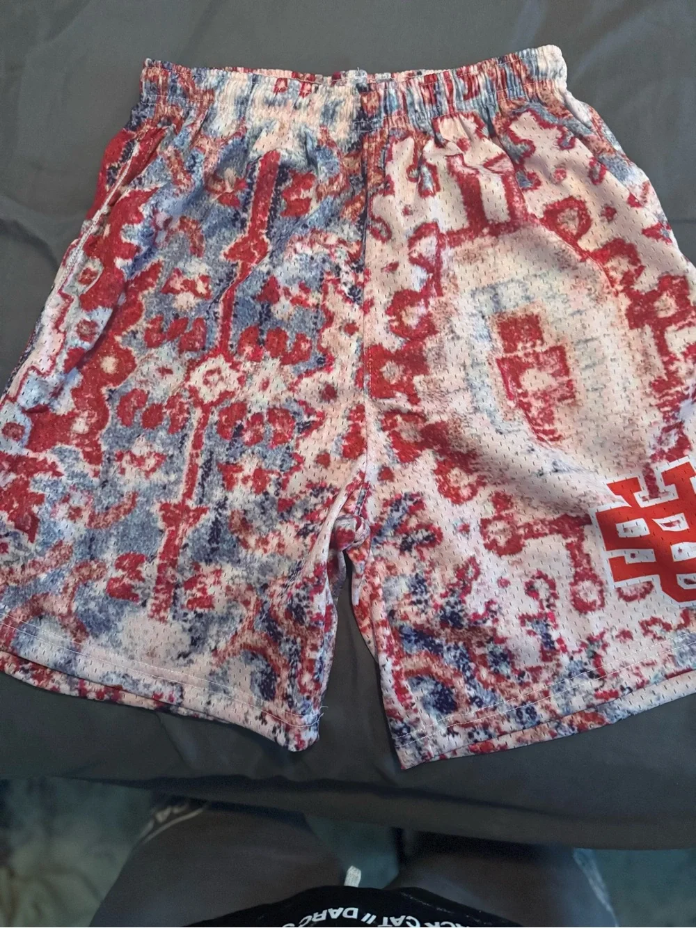 Unknown Streetwear Shorts, Red, Blue and White Patterned Athletic Shorts